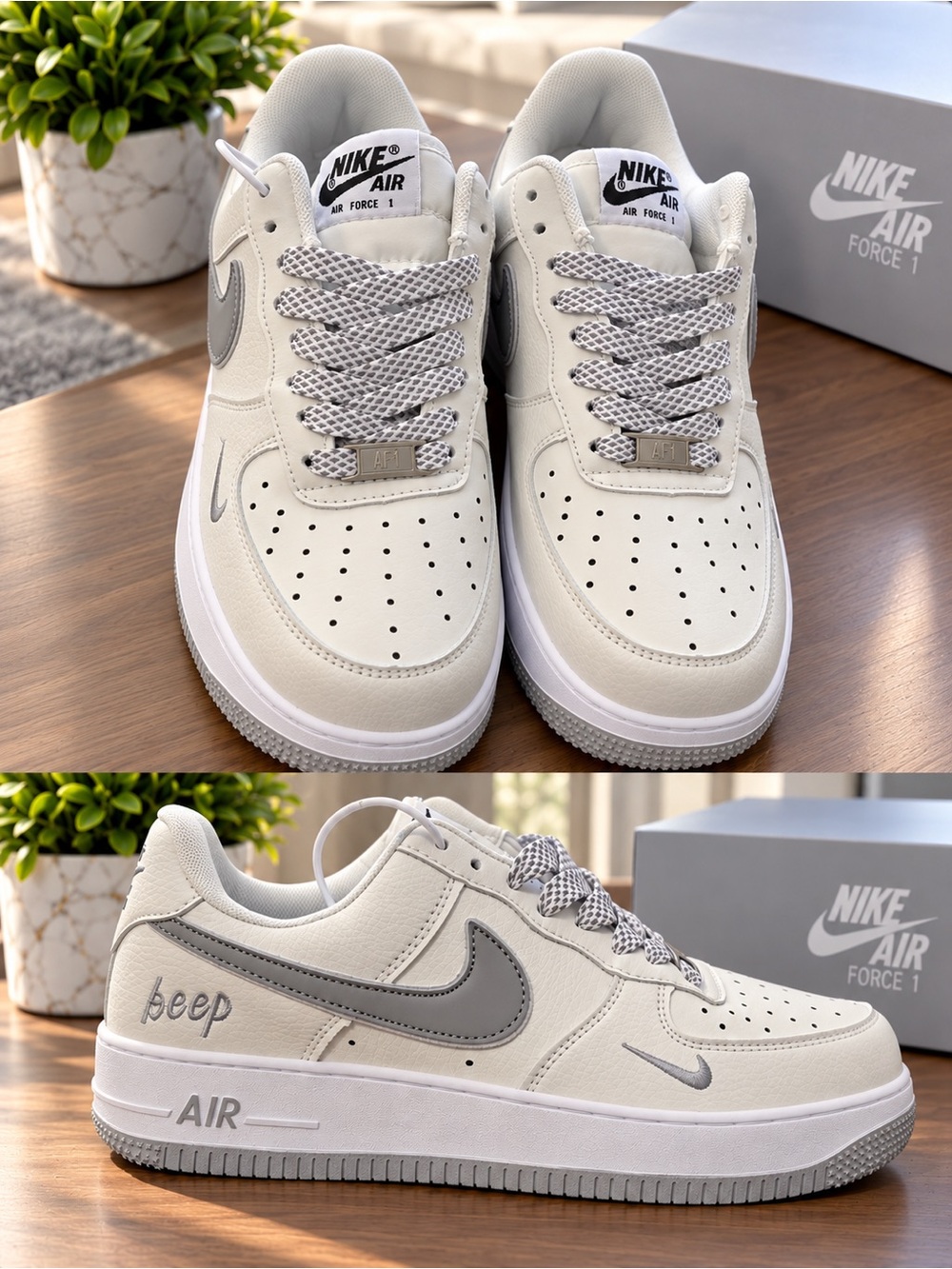 Nike Air Force 1 Low Men’s Sneakers — White & Gray